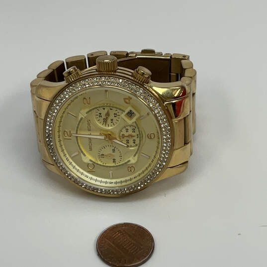 Designer Michael Kors Runway MK-5128 Gold-Tone Chronograph Wristwatch image number 4