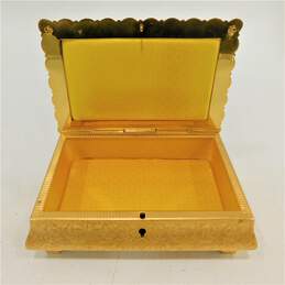 Vintage Brass Trinket Jewelry Box Made in Italy w/ Key alternative image
