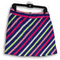 Womens Multicolor Striped Flat Front Back Zip Mini Athletic Skort Size 6 image number 1