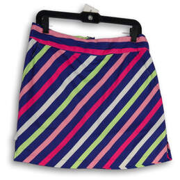 Womens Multicolor Striped Flat Front Back Zip Mini Athletic Skort Size 6