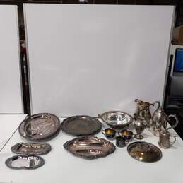 Silver Plated Platters, Teapots, & Cups Assorted 14pc Lot alternative image