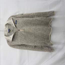Patagonia Women's Beige Fleece Tweed Puller Over Zipper Sweater Size M