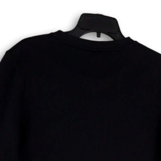 Womens Black Crew Neck Long Sleeve Pockets Pullover Sweatshirt Size Large image number 4