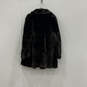 Womens Brown Fur Long Sleeve Spread Collar Button Front Overcoat image number 2