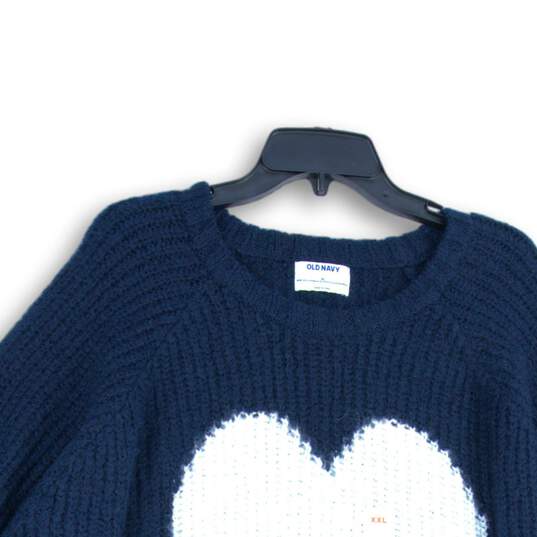 NWT Old Navy Womens Navy Blue White Long Sleeve Crew Neck Pullover Sweater Sz XL image number 3