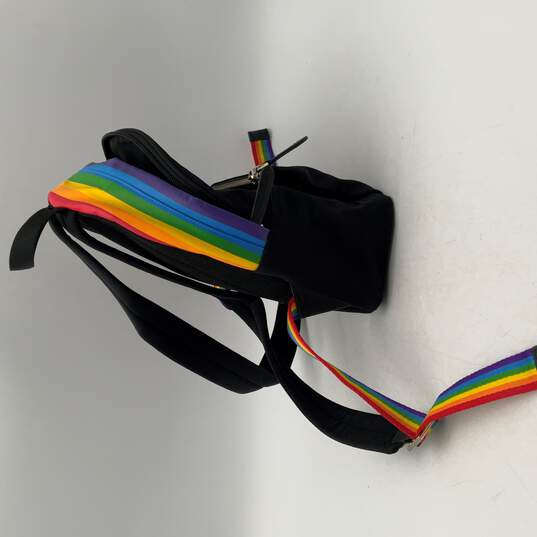 Kate Spade Womens Black Rainbow Adjustable Shoulder Strap Zipper Pocket Backpack image number 3