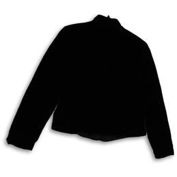 Womens Black Long Sleeve Pockets Stand Collar Front Button Jacket Size 8 alternative image