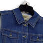 NWT Womens Blue Sleeveless Spread Collar Button Front Denim Vest Size L image number 3