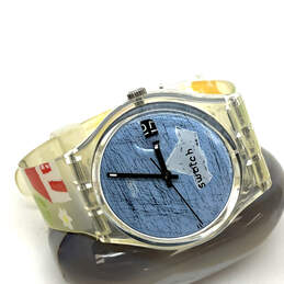 Designer Swatch Blue Adjustable Strap Round Dial Analog Wristwatch