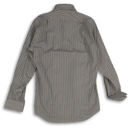NWT Mens Blue Brown Striped Long Sleeve Spread Collar Button-Up Shirt Sz L alternative image