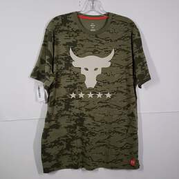 Mens Camouflage Loose Fit Crew Neck Short Pullover T-Shirt Size Large
