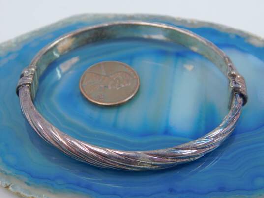 925 Sterling Silver Amethyst Drop Earrings Fancy Link Chain Necklace & Hinged Bangle Bracelet 27.9g image number 7