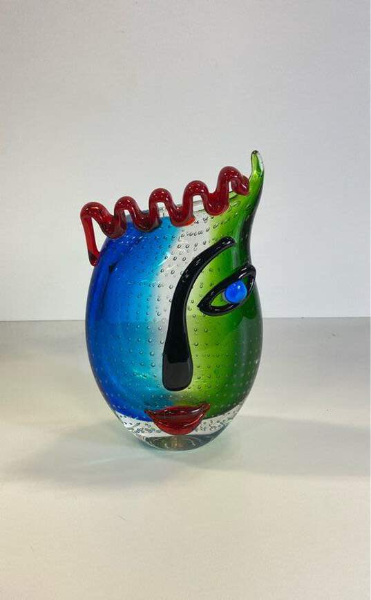 Murano Picasso inspired Style Face Vase Art Glass image number 1