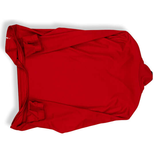 Mens Red Long Sleeve Mock Neck 1/4 Zip Activewear Track Jacket Size 2x image number 2