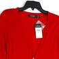 NWT Womens Red Tight-Knit Long Sleeve Button Front Cardigan Sweater Size S image number 3