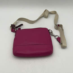 Womens Pink Leather Zipper Inner Pockets Adjustable Strap Crossbody Bag alternative image