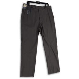 NWT Mens Gray Flat Front Slash Pocket Straight Leg Dress Pants Size 36x34