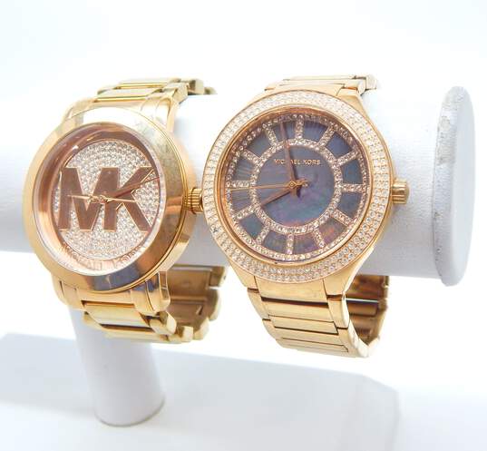 Michael Kors Gold Tone MK-3397 & MK-3394 Watches 197.2g image number 4