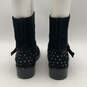 Womens Black Suede Round Toe Adjustable Strap Studded Biker Boots Size 38.5 image number 4