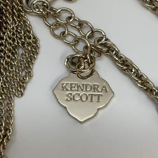 Designer Kendra Scott Gold-Tone Green Rayne Stone Tassel Pendant Necklace image number 4