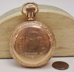 Antique 1890's Gold Filled Hampden 7 Jewels Etched Hunting Case Pocket Watch 127.6g alternative image
