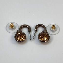 Designer Givenchy Gold-Tone Brown Crystal Cut Stone Fashionable Drop Earrings alternative image