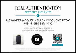 Alexander McQueen Black Wool Overcoat Men's Size 54R AUTHENTICATED alternative image