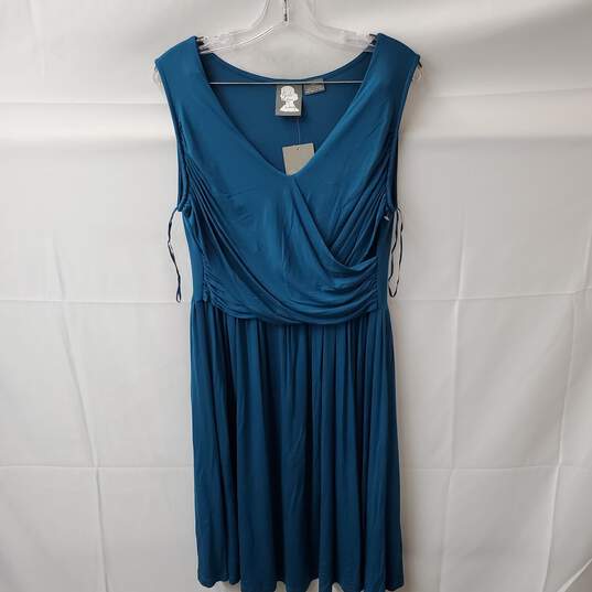 Women's Teal Anthropologie Girls From Savoy Off the Shoulder Midi Dress Size L image number 1