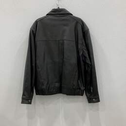 Marc New York Womens Black Leather Spread Collar Long Sleeve Full Zip Jacket L alternative image
