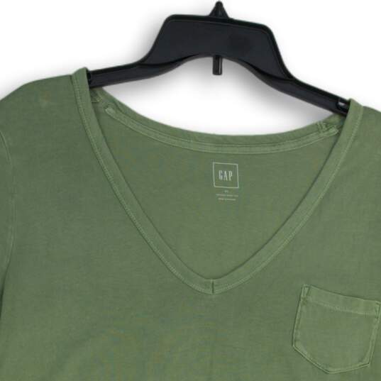 GAP Womens Green V-Neck Short Sleeve Pullover T-Shirt Size XL image number 3