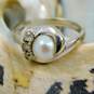 Vintage 10k White Gold Pearl & White Topaz Ring 3.3g image number 1