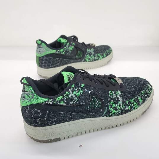 Nike Men's Air Force 1 Low Crater Flyknit Black Volt Sneakers Size 14 image number 5