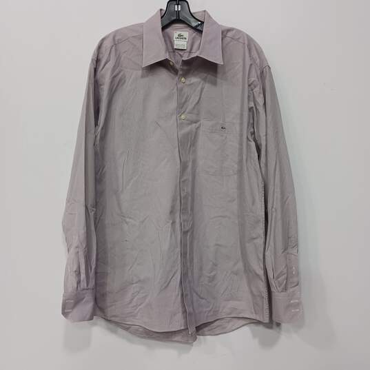 Lacoste Men's Purple Micro Check Button Up Dress Shirt Size 45 image number 1