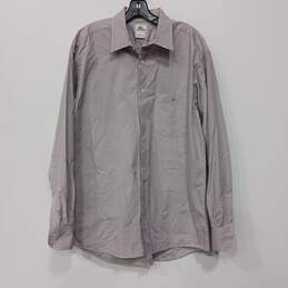 Lacoste Men's Purple Micro Check Button Up Dress Shirt Size 45