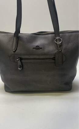 Coach 23592 Taylor Metallic Silver Leather Tote Bag