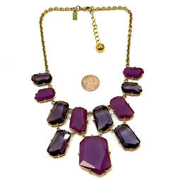 Designer Kate Spade Gold-Tone Purple Crystal Cut Stone Statement Necklace alternative image