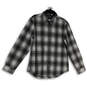 Mens Black White Plaid Long Sleeve Spread Collar Button-Up Shirt Size M image number 1
