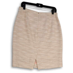 Womens Pink Tweed Flat Front Back Zip Stretch Straight & Pencil Skirt Sz 8 alternative image