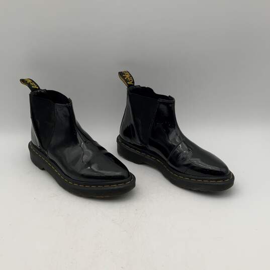 Womens Black Leather Almond Toe Pull On Ankle Chelsea Boots Size 6 image number 3