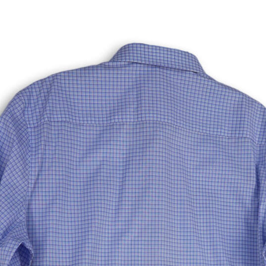 NWT Mens Blue White Check Spread Collar Long Sleeve Button-Up Shirt Size XL image number 4