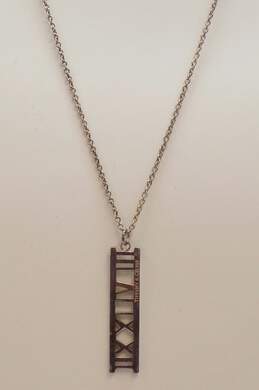 Tiffany & Co 925 Atlas Roman Numerals Pendant Cable Chain Necklace & Dust Bag 10.7g