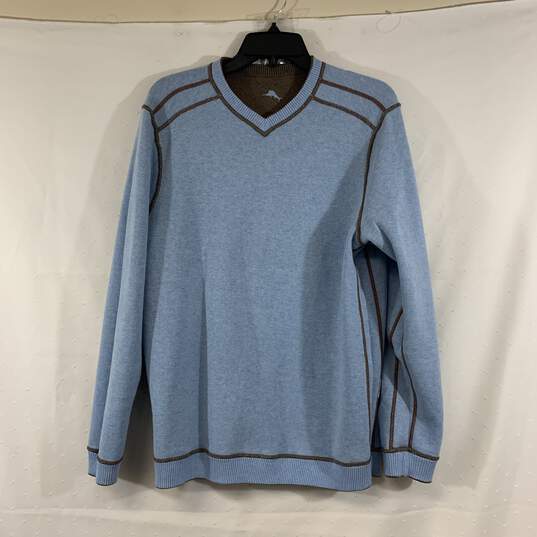 Men's Brown/Blue Tommy Bahama Reversible Sweater, Sz. S image number 3