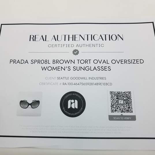 AUTHENTICATED Prada Brown Tort Oval Oversized Sunglasses image number 7