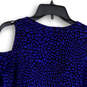 Womens Blue Black Animal Print Cold Shoulder Pullover Blouse Top Size M image number 4