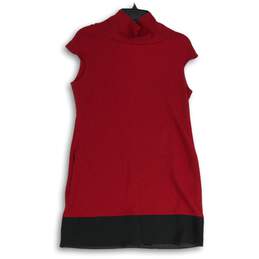 Express Womens Red Black Turtleneck Sleeveless Pullover Mini Dress Size M