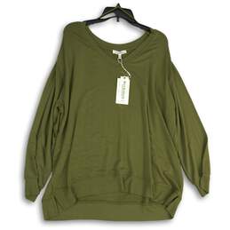 NWT Workshop Republic Womens Green V-Neck Long Sleeve Pullover Sweatshirt Sz 2X