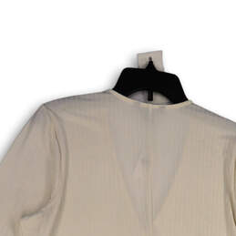 NWT Womens White V-Neck Long Sleeve Stretch Pullover Blouse Top Size XL alternative image