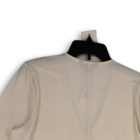 NWT Womens White V-Neck Long Sleeve Stretch Pullover Blouse Top Size XL image number 2
