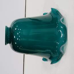 Vintage Green Painted Milk Glass Ruffled Edge Lamp Shade