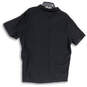Mens Black Regular Fit Spread Collar Short Sleeve Polo Shirt Size XL image number 2